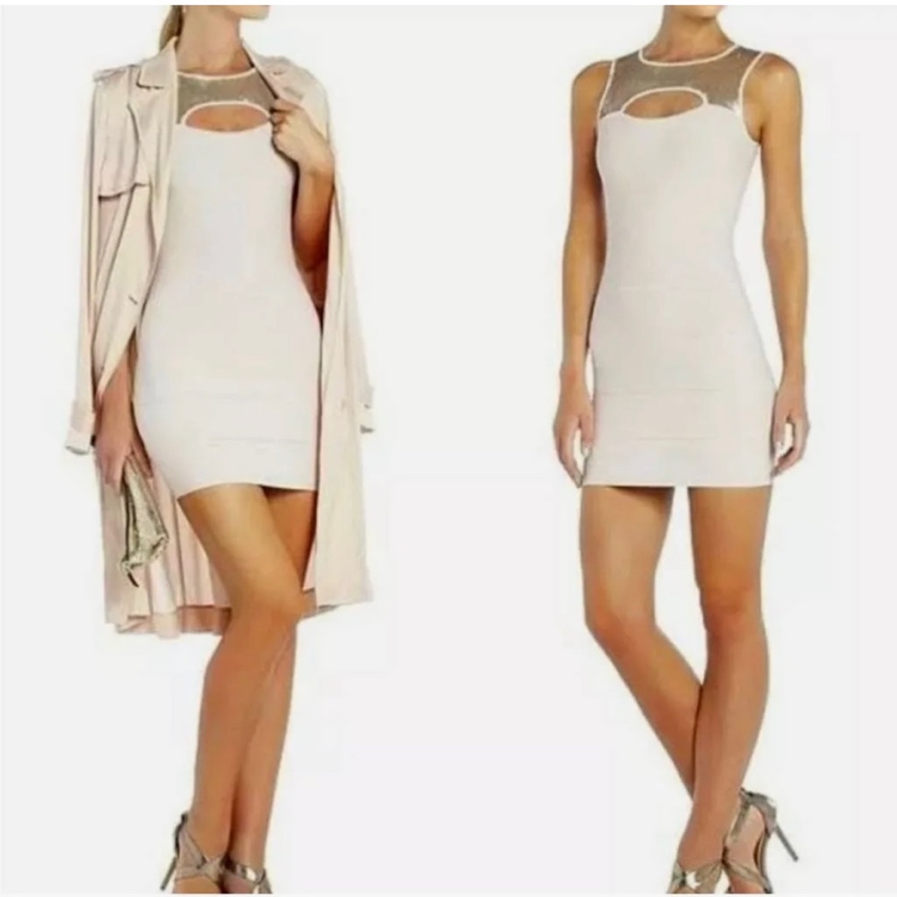 BCBG Maxazria “Elias” sleeveless mini dress women’s size Medium Bare Pink